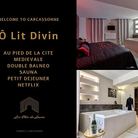 Les De Laure - O Lit Divin, Instant De Volupte, Balneo Sauna, Climatisation, Netflix, 160m De La Cite Medievale Carcassonne